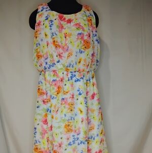 AGB Dress -Multicolor Floral Sleeveless Midi Dress